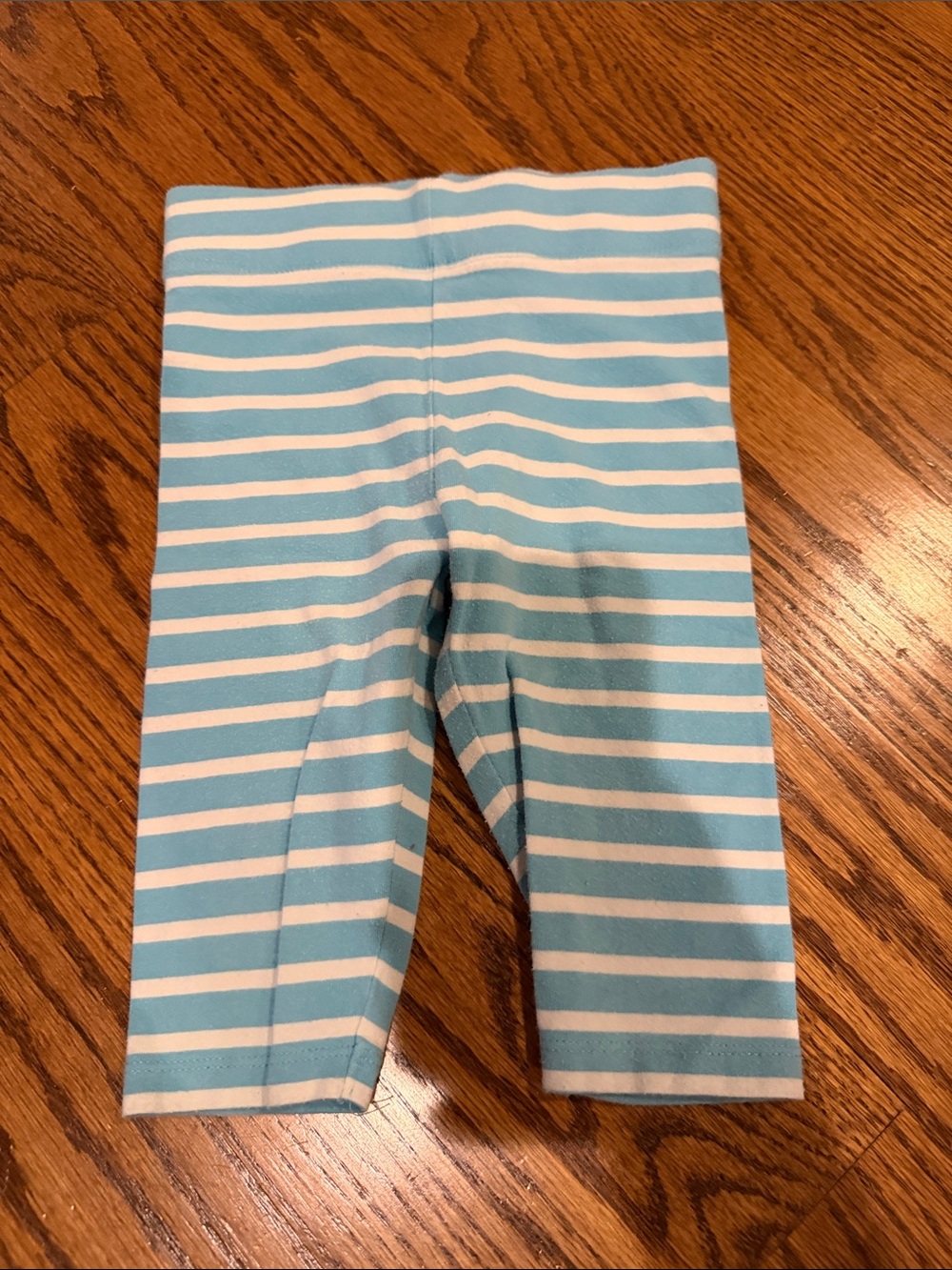 Mini Boden Aqua and White Striped Capri Leggings